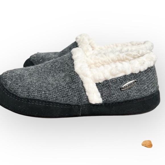 Acorn Women's Moc Ragg Slippers Gray Wool Size 6½-7½ Memory Foam Comfort - Picture 1 of 8